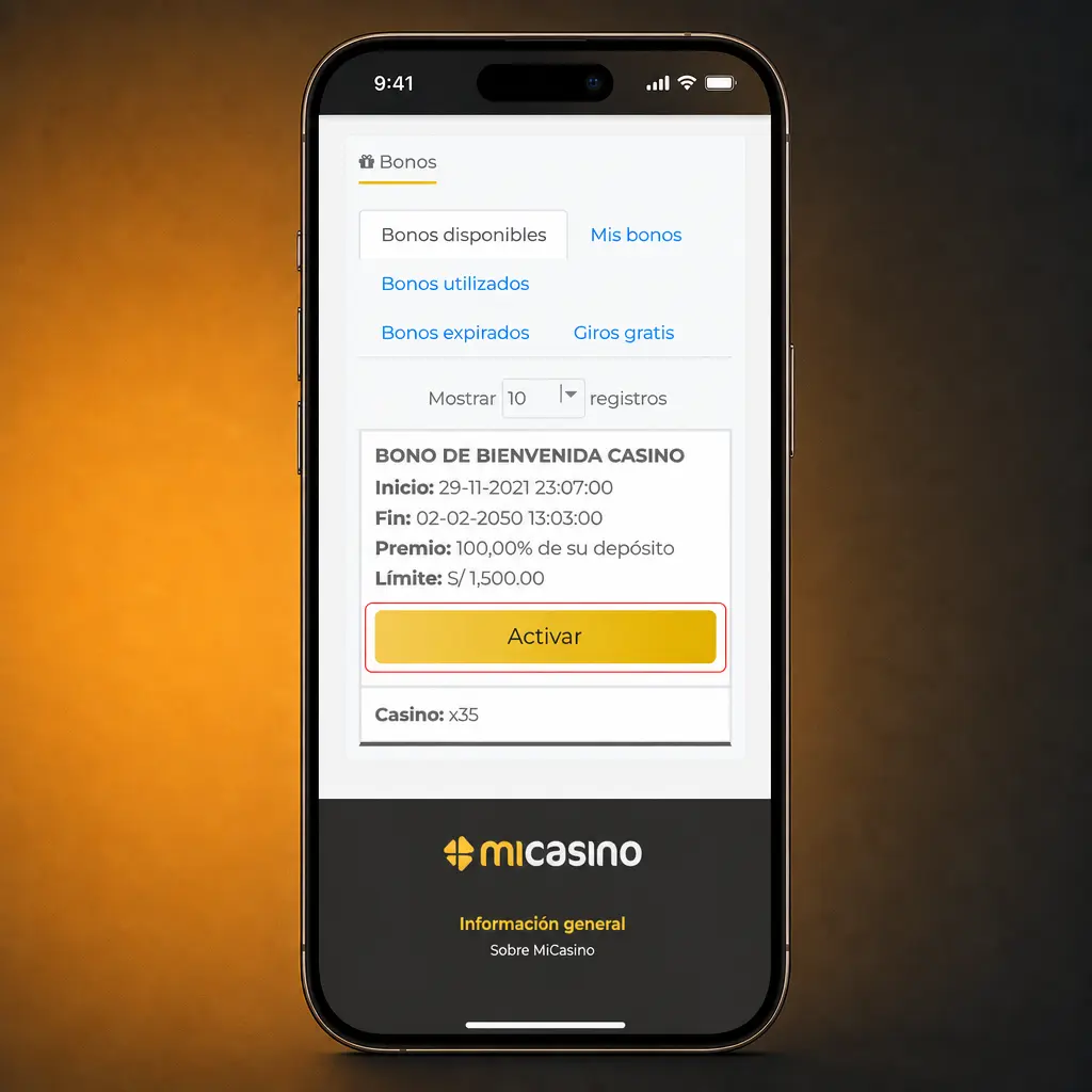 Pasos para reclamar el bono de bienvenida en Micasino: regístrate, verifica identidad, deposita en soles y elige tu bono.