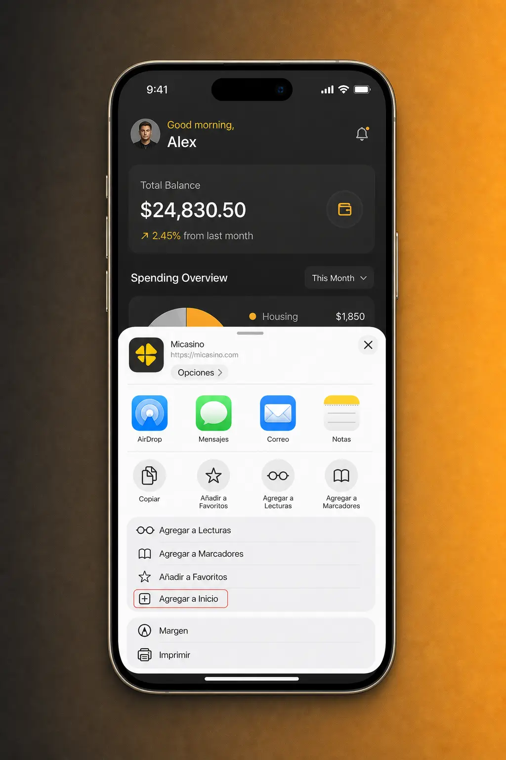 Pasos para descargar la app Micasino en iOS: instalar perfil desde Safari y activarlo en Ajustes del iPhone.