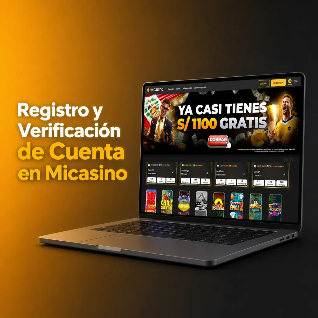 Pantalla de registro y verificación KYC en Micasino con DNI, comprobante de domicilio y selfie de confirmación.